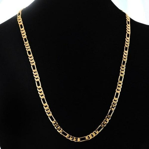 24K Gold Platinum Plated Chains 4.5mm Men's NK Links Figaro Necklace